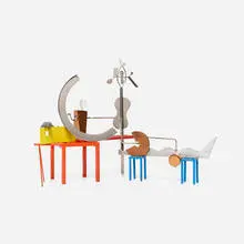 Peter Shire, New Frontier maquette, 1993, lacquered steel, chrome-plated steel, copper-plated steel, aluminum