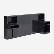 Paul Laszlo, Custom headboard and nightstand, set of two, c. 1954, lacquered wood