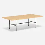 Tapio Wirkkala, Coffee table, model 9011, laminated birch and hazel wood, painted steel, rubber