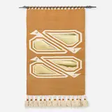 Olga Fisch Folklore, Wall-hanging tapestry, hand-woven wool, aluminum