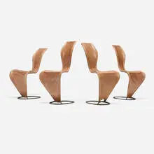 Tom Dixon, S-chairs, set of four, 1991, leather, steel
