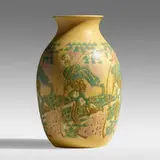 The Sower vase by Elizabeth and Mary Frances Overbeck for Overbeck Pottery, c. 1920, glazed earthenware, sold Sep 2021