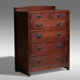 Gustav Stickley, Early dresser, model 627, 1904-07, oak, patinated iron