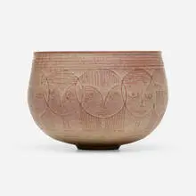 Edwin and Mary Scheier, Early bowl, c. 1960, glazed stoneware with sgraffito decoration