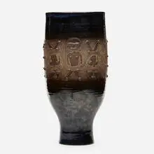 Edwin and Mary Scheier, Tall chalice form, 1962, glazed stoneware with sgraffito decoration