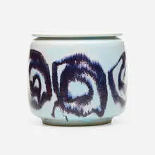 Brother Thomas Bezanson, Vase, c. 1970, red on opal white-glazed porcelain