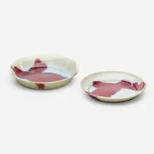 Brother Thomas Bezanson, Plates, set of two, copper red on celadon-glazed porcelain