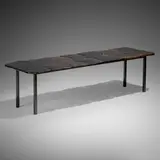 Annie Fourmanoir, Coffee table, 2018, patinated steel, glazed ceramic