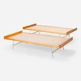 Thin Edge beds model 5491, pair by George Nelson & Associates, 1955, birch, lacquered steel, canvas, sold Feb 2025