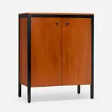 Black Frame cabinet by George Nelson & Associates, 1956, teak, lacquered wood, lacquered steel, sold Feb 2025