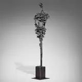 James Bearden, Cathedral figure (Sculpture), 2024, plasma-carved steel with metallic polywash finish