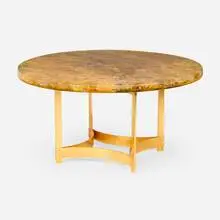attribution Gilles Charbin, Dining table, c. 1975, resin, brass-plated steel