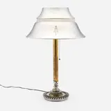 François Raidt, Table lamp for the Ford Motor Company, 1937, brushed aluminum, chrome-plated steel, brass, frosted glass
