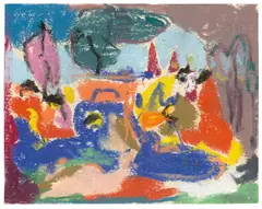 Komposition“. Nach 1930 by Adolf Hölzel, Pastell auf Papier, sold Jul 2020
