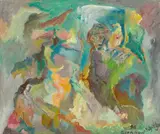 Szene der Schattenbewohner by Bernard Schultze, 1998, Öl auf Leinwand, sold Jul 2020