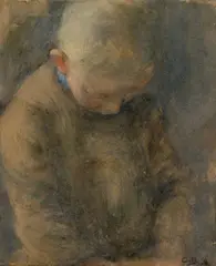 Knabenkopf by Carl Ludwig Noah Bantzer, 1896, Aquarell auf braunem Papier, sold Dec 2020