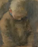 Carl Ludwig Noah Bantzer, Knabenkopf, 1896, Aquarell auf braunem Papier