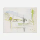 Santiago Calatrava, Milwaukee Art Museum plan view, 1995, watercolor and graphite on paper