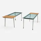 Michael Rotondi, Modular dining tables from the Carlson-Reges Residence, Los Angeles, pair, c. 1990, birch, glass, steel