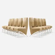 Michael Rotondi, Dining chairs from the Carlson-Reges Residence, Los Angeles, set of ten, c. 1990, upholstery, aluminum
