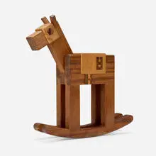 Rocking Race Horse #8 by Pamela Weir-Quiton, 1973, bubinga, maple, rosewood, offered Nov 2024