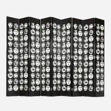 Modern, Folding screen with Fornasetti wallpaper, c. 1995, printed wallpaper, lacquered wood
