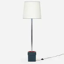 Paul Laszlo, Floor lamp, c. 1947, lacquered wood, aluminum, glass, paper shade
