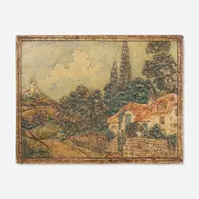 Claycraft Potteries, Important scenic tile, c. 1926, glazed stoneware