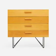 Luther Conover, Pacifica Group chest of drawers, 1949, cherry, enameled iron