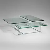 Gerald McCabe, Rare multi-plane coffee table, c. 1981, glass, chrome-plated steel