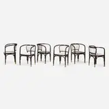 Gustav Siegel, Armchairs model 715F, set of twelve, c. 1900, lacquered beech, brass, upholstery