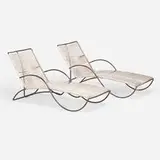 Walter Lamb, Chaise lounges model C-4700, pair, c. 1952, bronze, cotton cord
