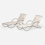 Walter Lamb, Chaise lounges model C-4700, pair, c. 1952, bronze, cotton cord