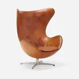 Arne Jacobsen, Egg chair, 1958, upholstery, cast aluminum, plastic