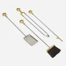 Danny Alessandro Ltd., Fireplace tools from the Collection of Jim Carrey, c. 1975, chrome and brass-plated steel, bristle