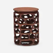 Mario Dal Fabbro, Occasional table, 1979, carved wenge, mahogany