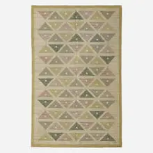 Flatweave carpet by Prince Sigvard Bernadotte, c. 1965, hand-woven wool, offered Jul 2024