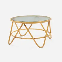 Dirk van Sliedregt, Coffee table, 1958, rattan, textured glass