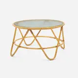 Dirk van Sliedregt, Coffee table, 1958, rattan, textured glass