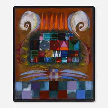 Kay Whitcomb, Seeds of Today Flowers of Tomorrow, c. 1970, enameled copper in artist's frame