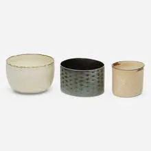 Collection of three vessels by Jane Reumert, 1985, glazed porcelain, sold Jul 2021