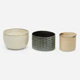 Jane Reumert, Collection of three vessels, 1985, glazed porcelain