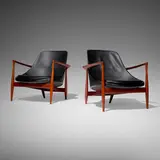 Ib Kofod-Larsen, Elizabeth lounge chairs, pair, 1956, leather upholstery, teak