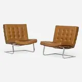 Tugendhat chairs, pair by Ludwig Mies van der Rohe, leather upholstery, chrome-plated steel, sold Feb 2025