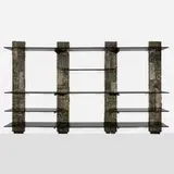 Sculpted Bronze wall unit, model PE-119 by Paul Evans, 1972, bronzed resin over wood, smoked glass, sold Feb 2025
