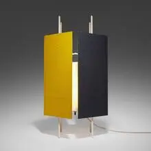 Robert Gage, Table lamp, model T-6-G, 1951, painted Masonite, painted steel, painted metal