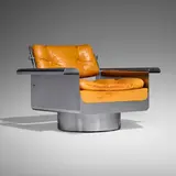 Pierre Folie, Douglas armchair, stainless steel, leather