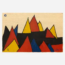 Pyramids tapestry by Alexander Calder, 1975, hand-woven maguey fiber, sold Feb 2025