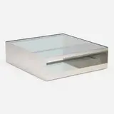 Joseph D'Urso, Low rolling table, model 6048T, 1981, stainless steel, safety glass