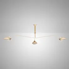 Serge Mouille, Suspension à trois bras pivotants, enameled steel and aluminum, brass